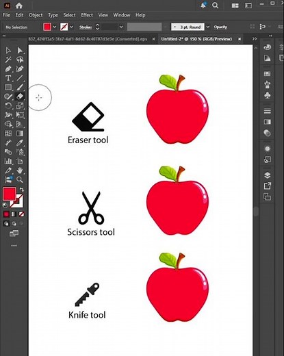 "Illustrator 2026 Secrets: Eraser, Scissors & Knife Tools Explained 😱" #tutorial #illustration