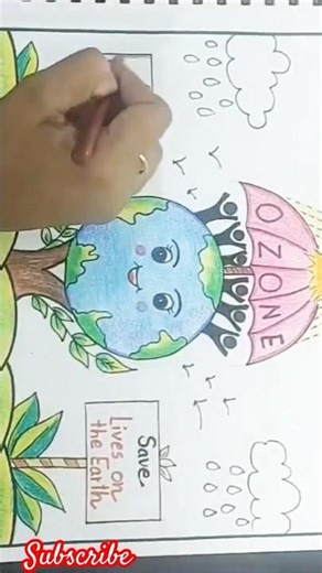 World Ozone Day drawing / Save Ozone poster making /Save Ozone Save lives on Earth #art #shorts