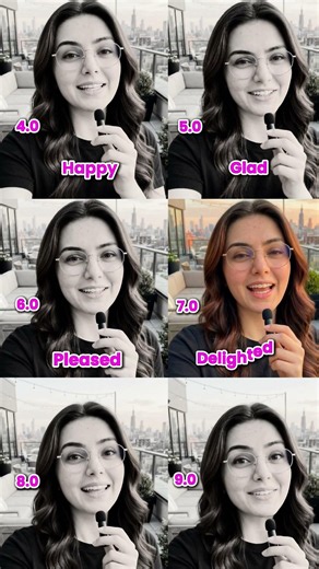 4.0 ➡️ 9.0 Vocabulary: Better words for "HAPPY" 📈 #ielts #english