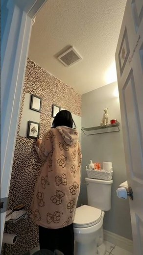 Bold Bathroom Makeover with Leopard Peel and Stick Wallpaper | Easy DIY Accent Wall