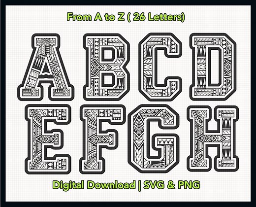 Tribal Letters A to Z | Polynesian Tribal Fonts | Alphabets SVG and PNG - Etsy