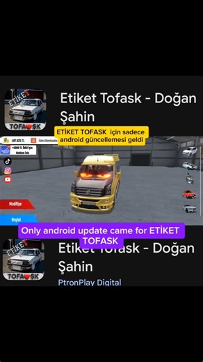ETİKET TOFASK ONLY FOR ANDROİD UPDATE AVAİLABLE @ptronplay_digitall #etikettofask #gaming