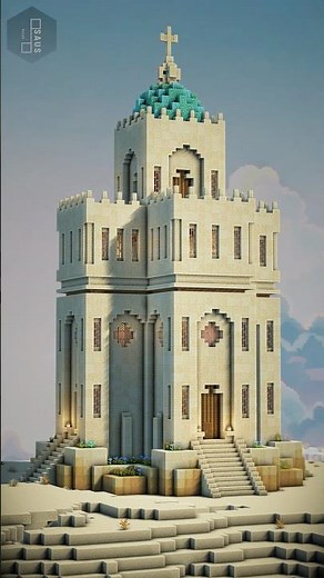 Minecraft Desert Cathedral Build 🏜️⛪ | Sandstone Castle Tower with Prismarine Dome