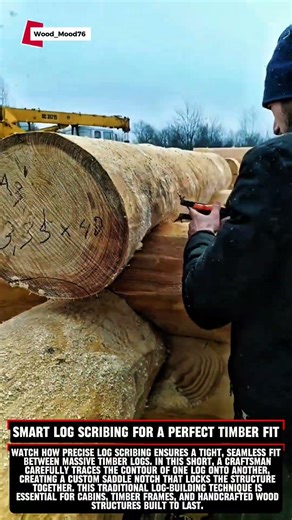 Smart Log Scribing for a Perfect Timber Fit #woodworking #satisfying #wood #logging