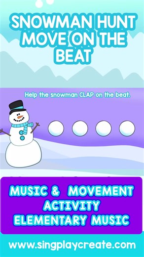Teach steady beat with an engaging music and movement lesson using the song Going on a Snowman Hunt. Students sing, move to the beat, and play steady beat patterns on classroom instruments through interactive video challenges. This resource includes play-along videos, printables, and teaching materials to support a complete steady beat lesson unit for elementary music. While winter-themed, the beat challenges can be used any time of year. 👉 Find it on TpT: https://buff.ly/fDzXspK ▶️ Watch the t