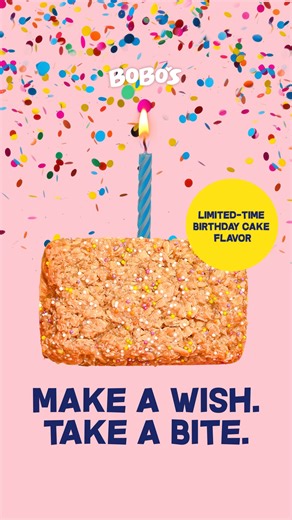Celebrate with us! Our LIMITED EDITION Birthday Cake Bar is here to turn snack time into party time. But hurry—this sweet treat won't stick around for long! | Bobo's Oat Bars