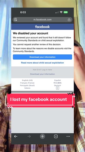I lost my Facebook account.