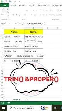 Excel TRIM & PROPER Function Explained | Clean Text & Fix Capitalization Instantly #excel