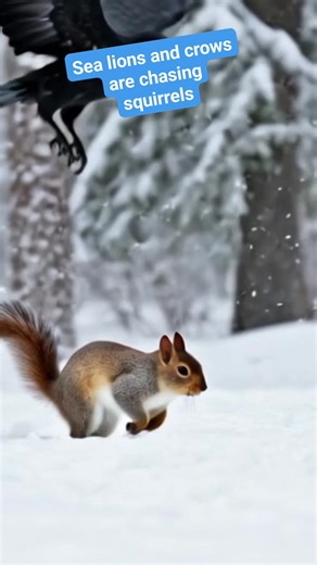 Sea lions and crows are chasing squirrels #reelsanimalwildlife #sealioncrow #fypviralreels | Dudung Kembali