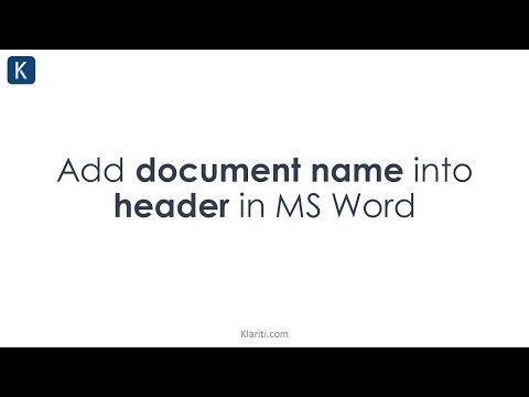 MS Word - How to Insert the Document Name in the Header or Footer