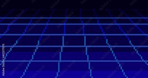 Animation of pixel art 80s Retro sci-Fi background. Pixel art 8bit Vector video game Retro wave