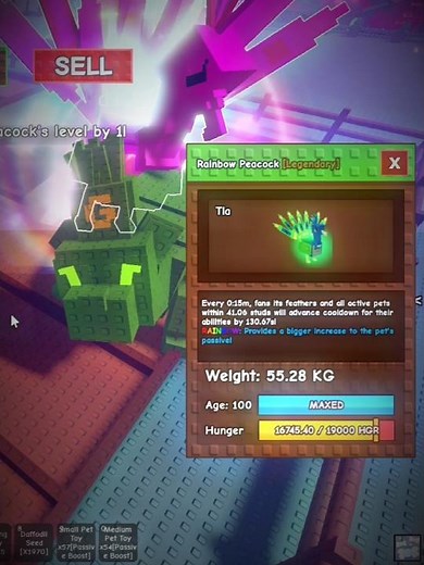 15s Rainbow Peacock Age 100 ☠️ #roblox #growagarden