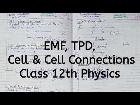 emf, tpd, Cell, Cell Connections, Chapter 3, Current Electricity, Class 12 Physics