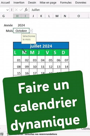 Comment faire un calendrier dynamique sur Excel #excel #astuceexcel #exceltips #exceltutorial