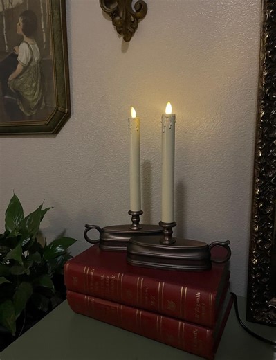 Two Luminara Window Candles / Bronze Battery Operated Window Candlesticks Set of 2/ 12" Tall - Etsy