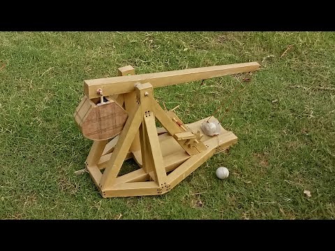 How to make Trebuchet With Cardboard || Stone Throwing 50 - 70 feet range || Catapult Age Of Empires