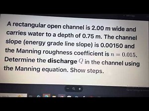 Fluid Mechanics Division 11B: Manning equation (Practical)