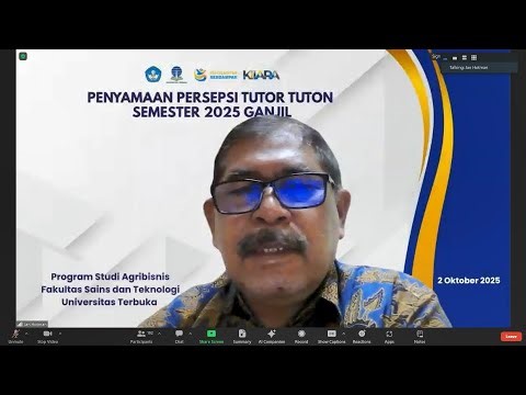 Pembekalan Pelatihan Calon Tutor - Tutorial Online (Tuton) 2025/2026 Ganjil - Universitas Terbuka