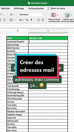 Créer des adresses mail sur Excel: Astuces et raccourcis