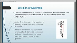 MATH102 Division of Decimals Overview