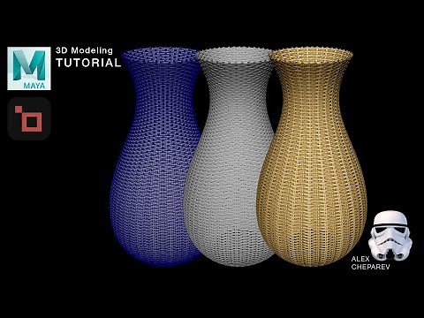 Wicker Basket / Vase 3D Modeling - Maya and Gigapixel AI