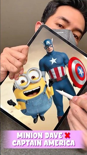 Minion Dave Transforms Into Captain America 🦸‍♂️😍 #miniondave #captainamerica #despicableme