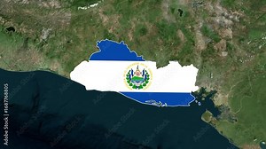 Map of El Salvador With Flag Animation