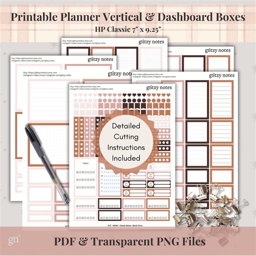 Blush Happy Planner Stickers: HP Classic Vertical Layout (PDF & PNG) - Etsy UK