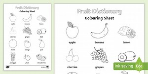Fruit Dictionary Colouring Sheet