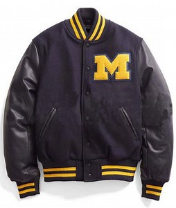 Michigan Varsity Jacket – Men’s Black Wool Letterman With Leather Sleeves (M Patch) - Etsy