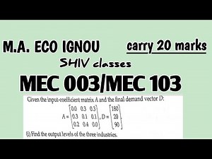 MEC 003/MEC 103||M.A. ECONOMICS IGNOU || Input output matrix ‪@bhattshivangi2025‬