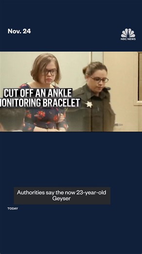 The woman convicted of brutally stabbing her sixth-grade classmate when she was a teenager, to please the fictional horror character "Slender Man," has been apprehended after cutting off her monitoring bracelet and leaving her group home. | NBC News