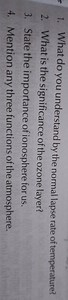 1.What do you understand by the normal lapse rate of temperatur... | Filo