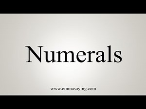 How To Say Numerals