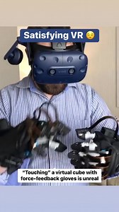 3.4K views · 39 reactions | Force-feedback physically stops your fingers in space, making it feel like you’re touching completely virtual objects. This is a prototype system by HaptX. | Road to VR | Facebook