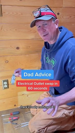 Dad Advice From Bo on Instagram: "How to change an electrical outlet in 60 seconds 👍🏻 Couple notes: 🚨 turn off the power to that outlet. I test it by plugging a few things in to make sure they aren’t working ❓If the wires look “pushed in” the back of the outlet, that’s common too. I would pull them out and then screw them on how I did. I prefer screws because I don’t have to worry about the wires moving when I push it back in 🤕 As always, I’m just a Dad and this is what I teach my kids. Adop