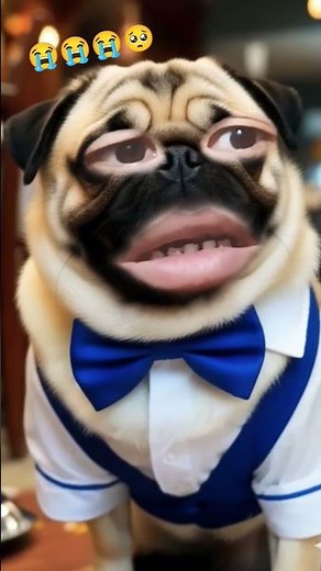 chú chó mặt xệ vừa chạy vừa rinh khay nước cam cho khách