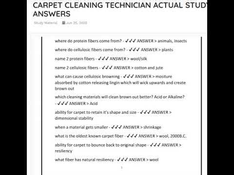 CARPET CLEANING TECHNICIAN ACTUAL STUDY EXAM QUESTIONS AND ANSWERS