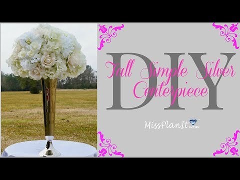 DIY Tall Simple Silver Vase With White Roses Centerpiece | Tall Glam Centerpiece | DIY Tutorial
