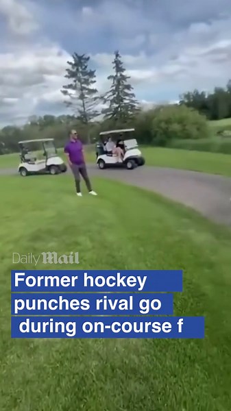 Former hockey player punches rival golfer during brutal fight