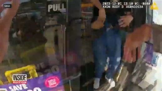 Bodycam shows the scary moments a sheriff's deputy got into a shootout with a suspect. The San Bernardino County sheriff's office released the video from December 2023. They say the deputy was responding to a report of a man with a gun in Victorville. He tried to stop the suspect from entering a convenience store. | Inside Edition