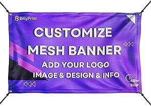 BillyPrint Custom Mesh Banners and Signs Photo Or Text Personalized Double-Sided Customize Outdoor,Personalized Mesh Fabric Banners For Construction Site Fence,Customized Mesh Banner.3ft x30ft