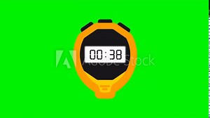 countdown timer 60 seconds to zero on digital stopwatch. futuristic digital countdown timer with green screen background.