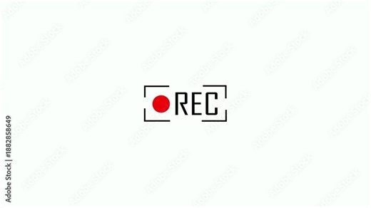Records icon white text red circle blinking on white transparent background. rec frame icon animation. record icon button Motion graphics of REC concept