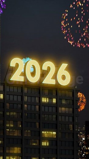 2026 New Year Celebration Over City Skyline with Fireworks stock footage | stock video | Cinefootage