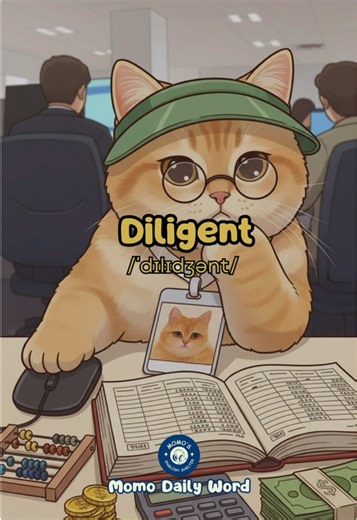 Part 49: Diligent /ˈdɪlɪdʒənt/ (adj) showing care and effort in your work or duties siêng năng, chăm chỉ, cần cù, làm việc cẩn thận và có trách nhiệm trong thời gian dài. #momoenglishshelter #LearnOnTiktok #englishbeginner #Momodailyword #diligent