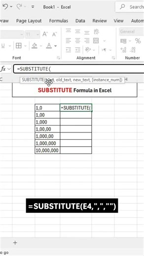 SUBSTITUTE Formula in Excel #excel #exceltips #exceltutorial #microsoftexcel #excelformula #ytshorts