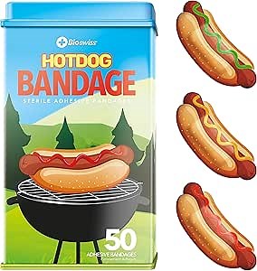 BioSwiss Bandages, Hot Dog Shaped Self Adhesive Bandage Set, Latex Free, Sterile Wound Care, 50 Count