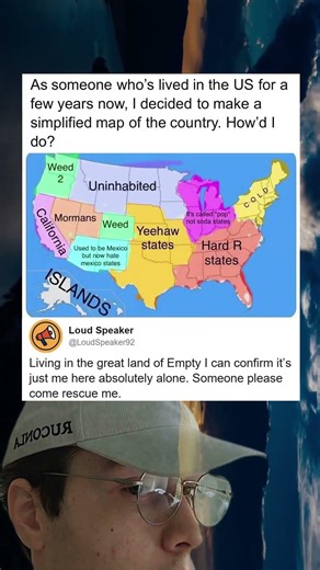 A Simplified Us Map By A Confused Foreigner