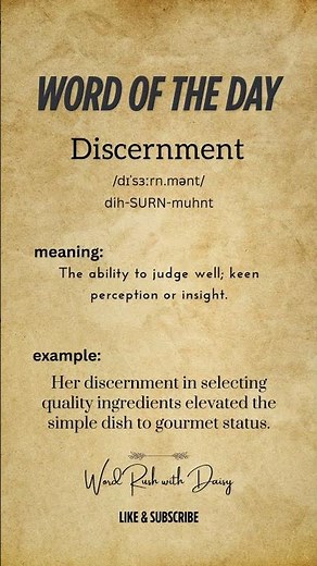 Word of the Day: Discernment 🔎 | Meaning, Pronunciation & Example | English Vocabulary Shorts
